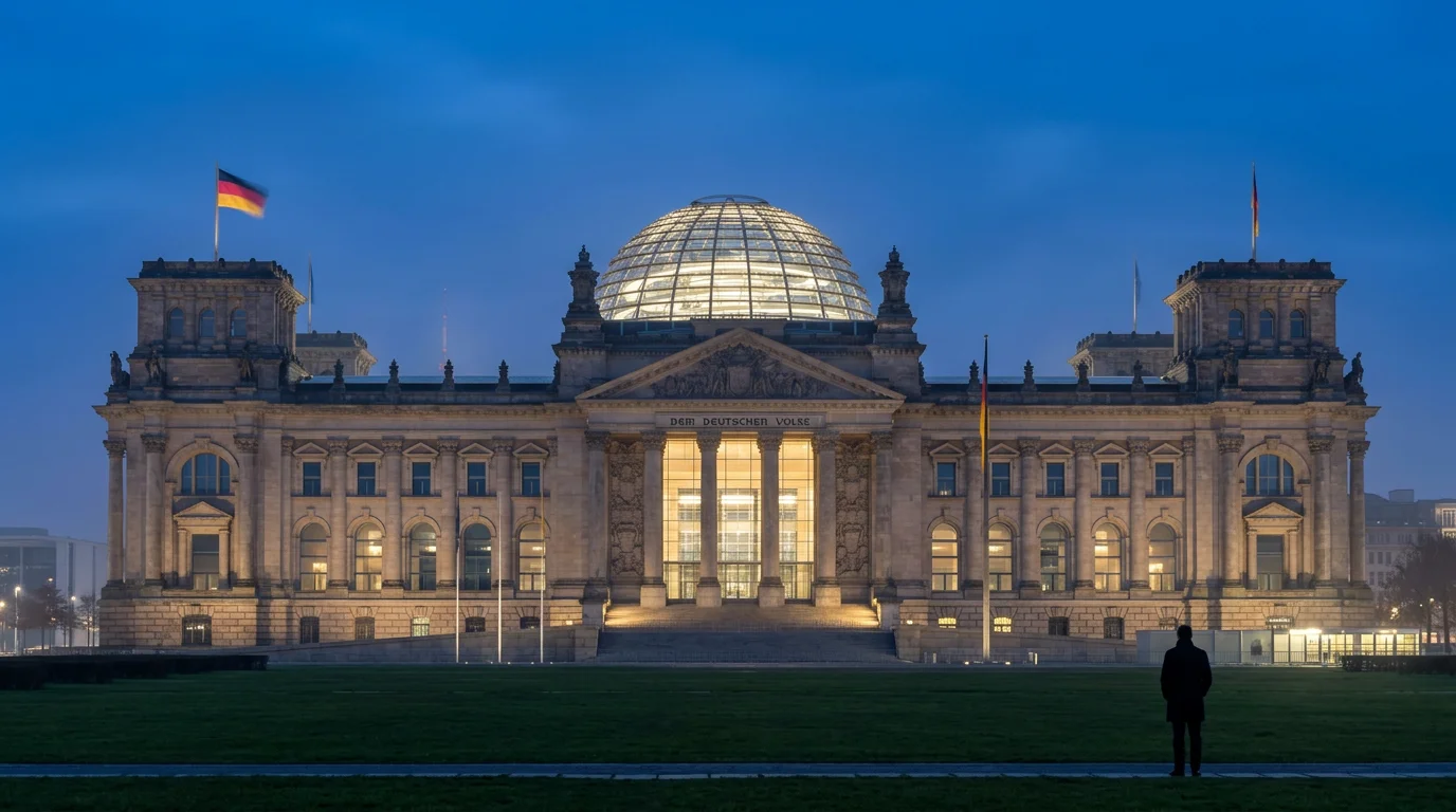 Reichstagsgebäude in Berlin am Abend — Sinnbild für die deutsche Glücksspielregulierung und die GGL